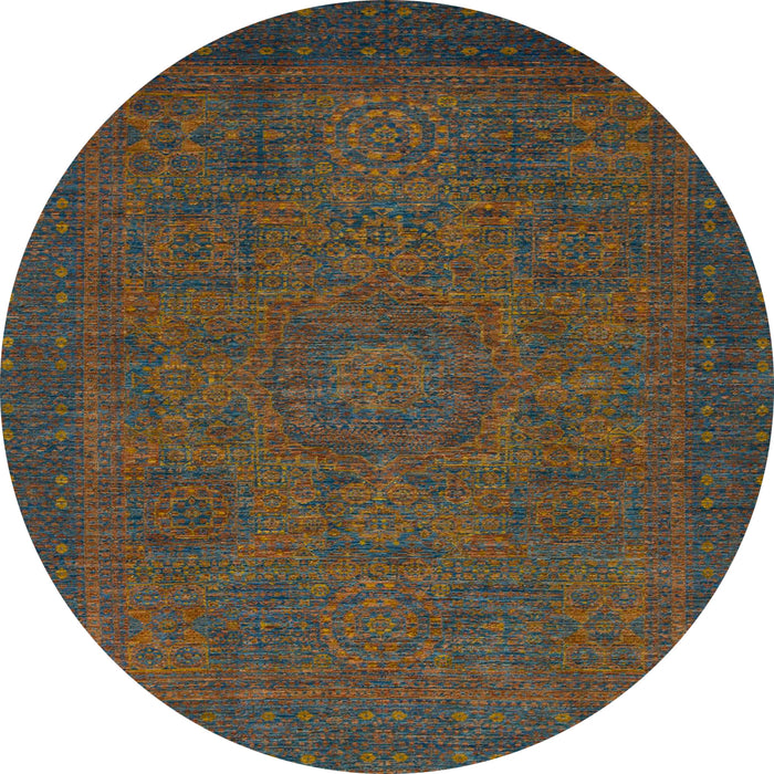 Round Abstract Dark Brown Modern Rug, abs1316