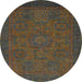 Round Abstract Dark Brown Modern Rug, abs1316