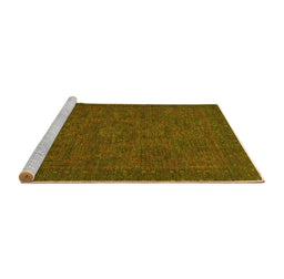 Sideview of Machine Washable Abstract Yellow Modern Rug, wshabs1316yw