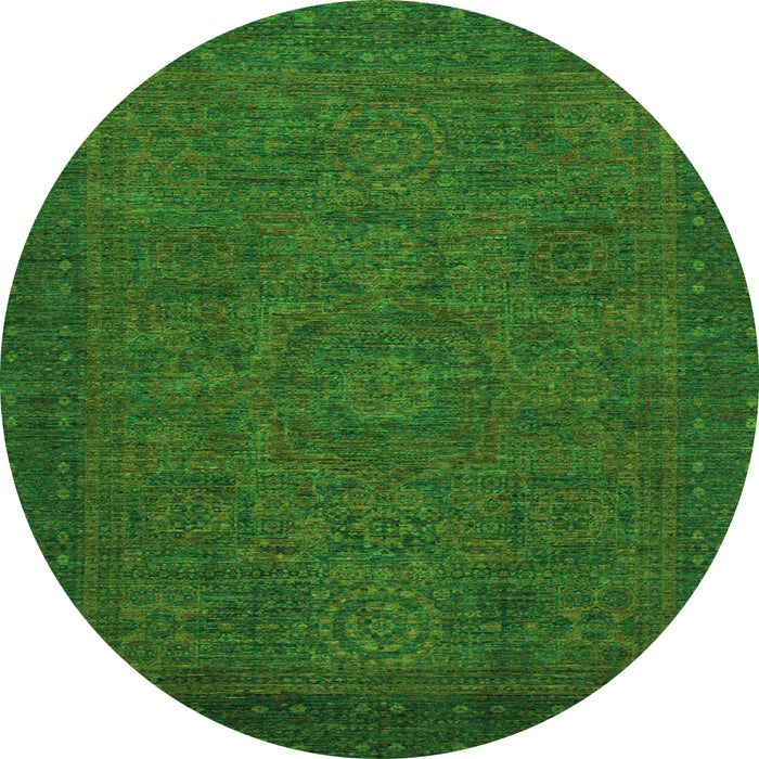 Round Abstract Green Modern Rug, abs1316grn