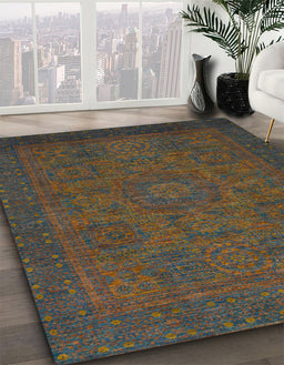 Machine Washable Abstract Dark Brown Rug in a Family Room, wshabs1316