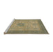 Sideview of Machine Washable Abstract Brass Green Rug, wshabs1317