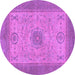 Round Machine Washable Abstract Purple Modern Area Rugs, wshabs1317pur