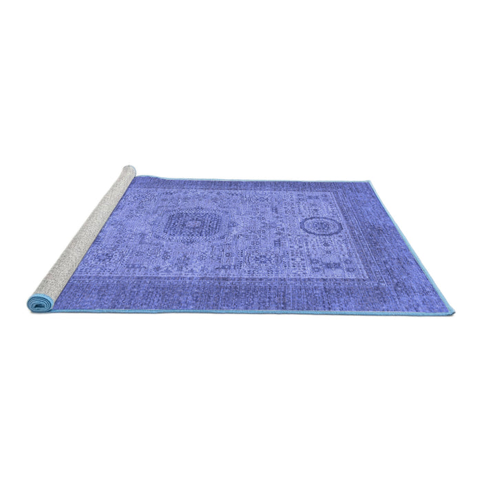 Sideview of Machine Washable Abstract Blue Modern Rug, wshabs1317blu