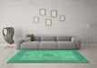 Machine Washable Abstract Turquoise Modern Area Rugs in a Living Room,, wshabs1317turq