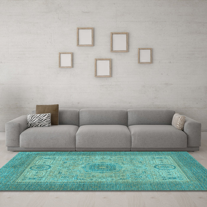 Machine Washable Abstract Light Blue Modern Rug in a Living Room, wshabs1317lblu