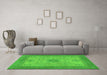 Machine Washable Abstract Green Modern Area Rugs in a Living Room,, wshabs1317grn