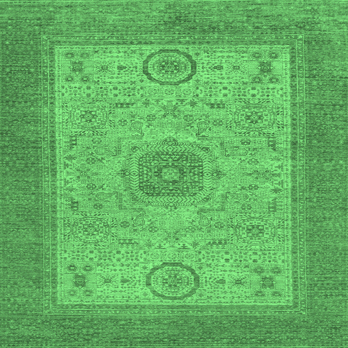 Square Machine Washable Abstract Emerald Green Modern Area Rugs, wshabs1317emgrn