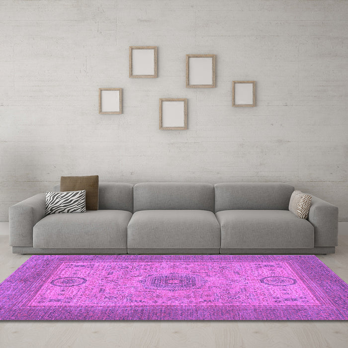 Machine Washable Abstract Purple Modern Area Rugs in a Living Room, wshabs1317pur