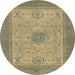 Round Abstract Copper Green Modern Rug, abs1317