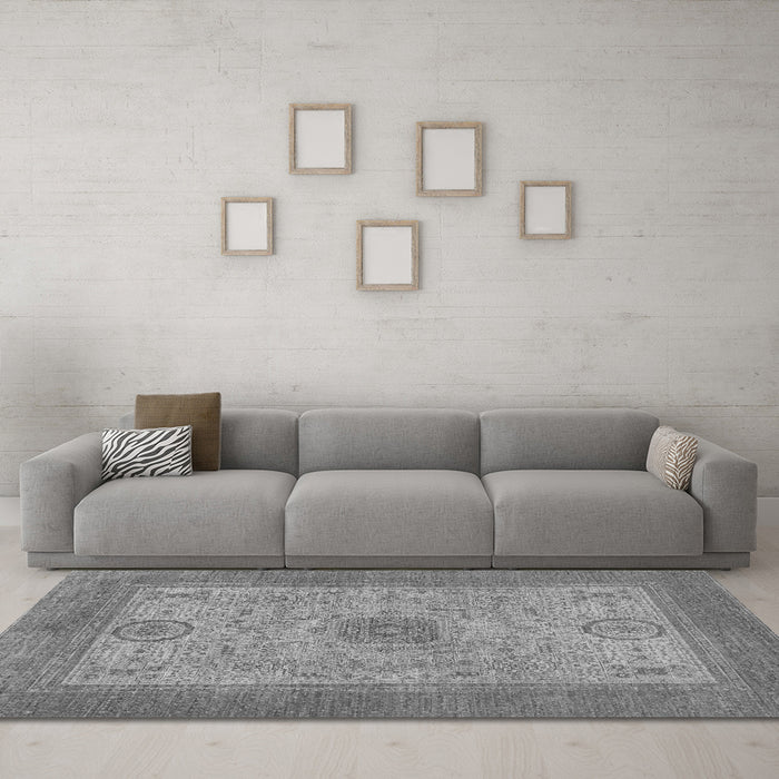 Machine Washable Abstract Gray Modern Rug in a Living Room,, wshabs1317gry