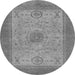 Round Machine Washable Abstract Gray Modern Rug, wshabs1317gry