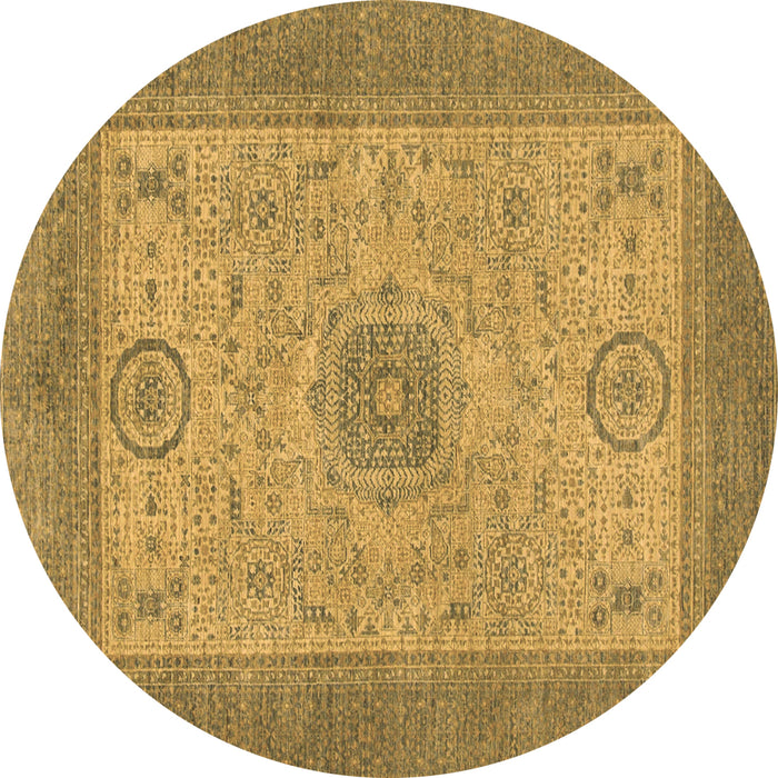 Round Abstract Brown Modern Rug, abs1317brn