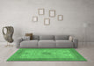 Machine Washable Abstract Emerald Green Modern Area Rugs in a Living Room,, wshabs1317emgrn