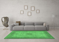 Machine Washable Abstract Emerald Green Modern Rug, wshabs1317emgrn