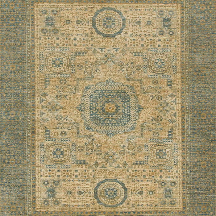 Machine Washable Abstract Brass Green Rug, wshabs1317