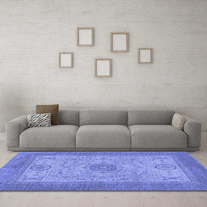 Machine Washable Abstract Blue Modern Rug in a Living Room, wshabs1317blu
