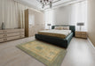 Abstract Copper Green Modern Rug in a Bedroom, abs1317