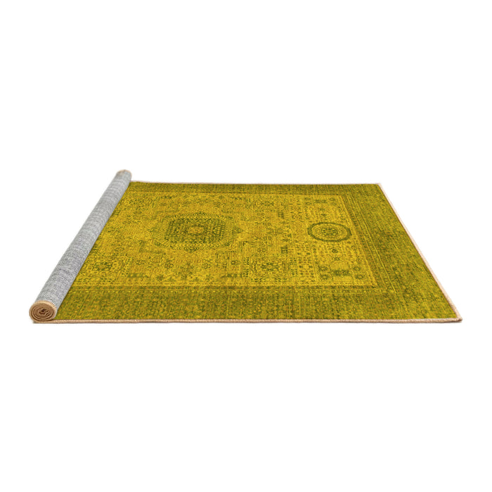 Sideview of Machine Washable Abstract Yellow Modern Rug, wshabs1317yw
