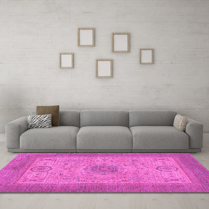 Machine Washable Abstract Pink Modern Rug in a Living Room, wshabs1317pnk
