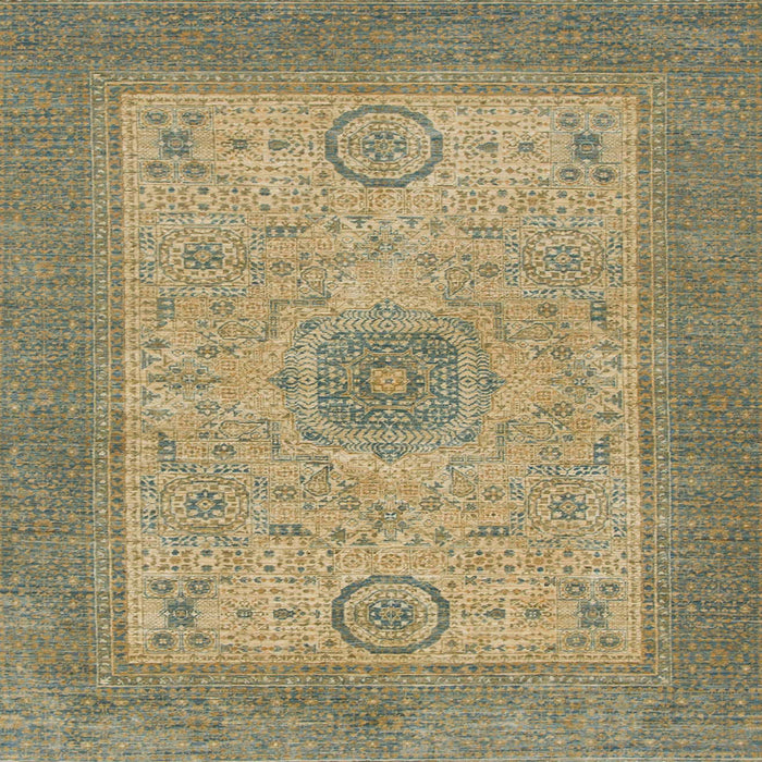 Square Abstract Copper Green Modern Rug, abs1317