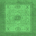 Square Abstract Emerald Green Modern Rug, abs1317emgrn