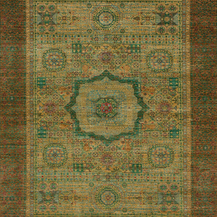 Machine Washable Abstract Hazel Green Rug, wshabs1318