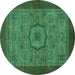 Round Abstract Turquoise Modern Rug, abs1318turq