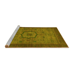 Sideview of Machine Washable Abstract Yellow Modern Rug, wshabs1318yw