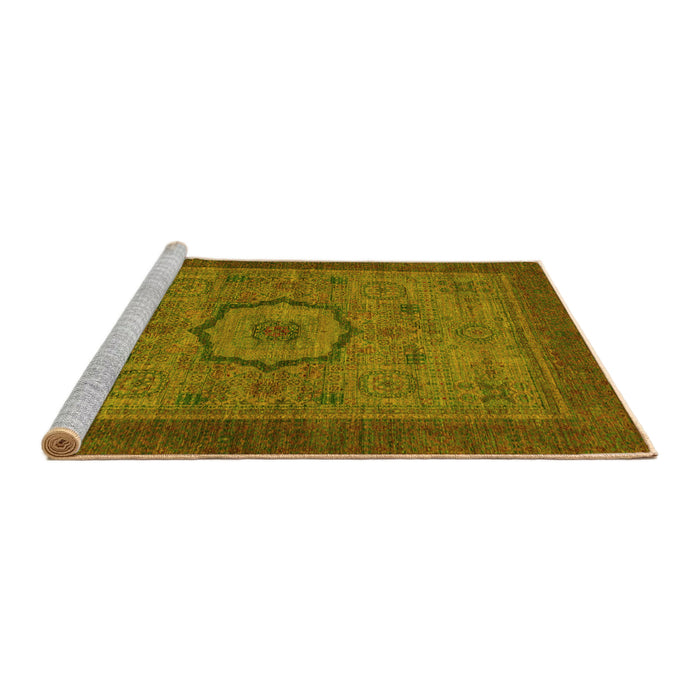 Sideview of Machine Washable Abstract Yellow Modern Rug, wshabs1318yw