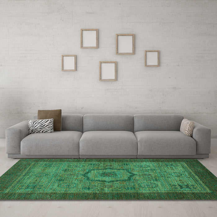 Machine Washable Abstract Turquoise Modern Area Rugs in a Living Room,, wshabs1318turq
