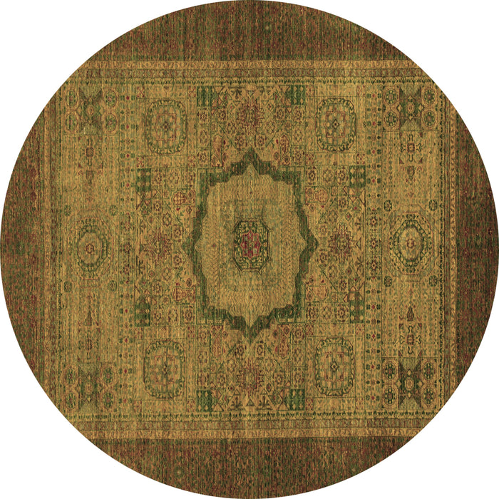 Round Abstract Brown Modern Rug, abs1318brn