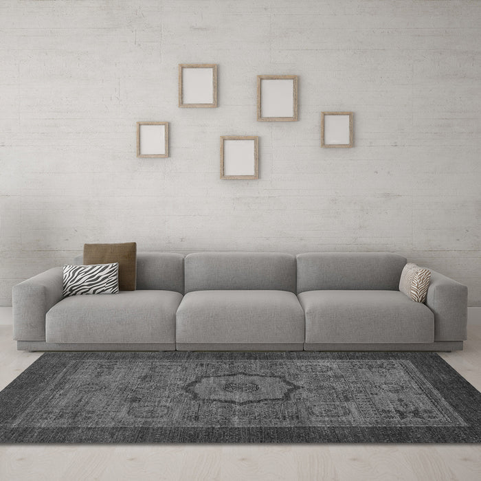Machine Washable Abstract Gray Modern Rug in a Living Room,, wshabs1318gry