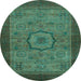 Round Machine Washable Abstract Light Blue Modern Rug, wshabs1318lblu