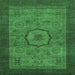 Square Abstract Emerald Green Modern Rug, abs1318emgrn