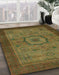 Machine Washable Abstract Hazel Green Rug in a Family Room, wshabs1318