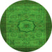 Round Abstract Green Modern Rug, abs1318grn