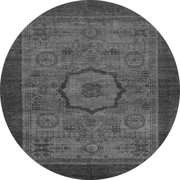 Round Machine Washable Abstract Gray Modern Rug, wshabs1318gry