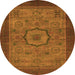 Round Abstract Orange Modern Rug, abs1318org