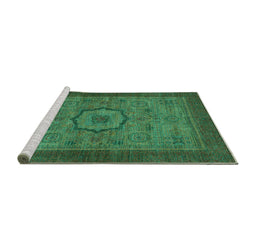 Sideview of Machine Washable Abstract Turquoise Modern Area Rugs, wshabs1318turq