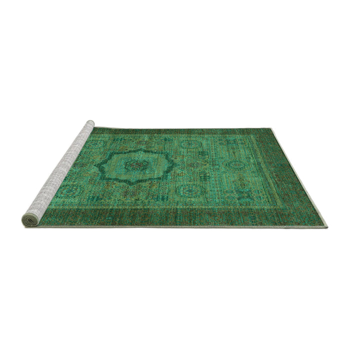 Sideview of Machine Washable Abstract Turquoise Modern Area Rugs, wshabs1318turq