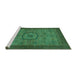 Sideview of Machine Washable Abstract Turquoise Modern Area Rugs, wshabs1318turq