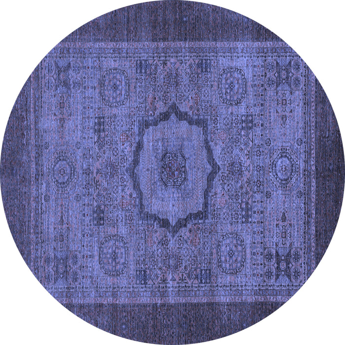 Round Abstract Blue Modern Rug, abs1318blu