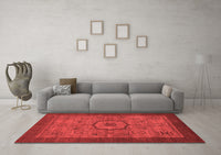 Machine Washable Abstract Red Modern Rug, wshabs1318red