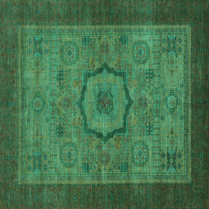 Square Machine Washable Abstract Turquoise Modern Area Rugs, wshabs1318turq