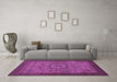 Machine Washable Abstract Purple Modern Area Rugs in a Living Room, wshabs1318pur