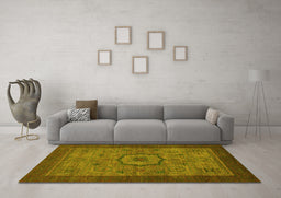 Machine Washable Abstract Yellow Modern Rug in a Living Room, wshabs1318yw