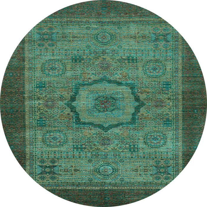 Round Abstract Light Blue Modern Rug, abs1318lblu