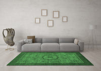 Machine Washable Abstract Emerald Green Modern Rug, wshabs1318emgrn