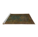 Sideview of Machine Washable Abstract Antique Bronze Green Rug, wshabs1319